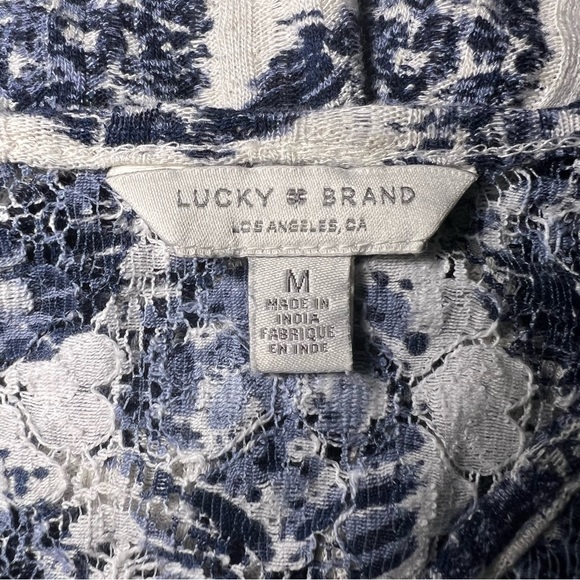 Lucky Brand Blue Patterned Tunic Peasant 3/4 Sleeve Top - Picture 6 of 11